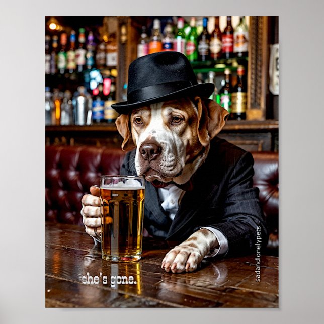 Póster Sad and Lonely Pets Poster Print "She's Gone"  (Frente)