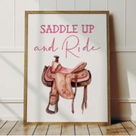 Póster Saddle Up Cowgirl Poster Kids Western Room Decor