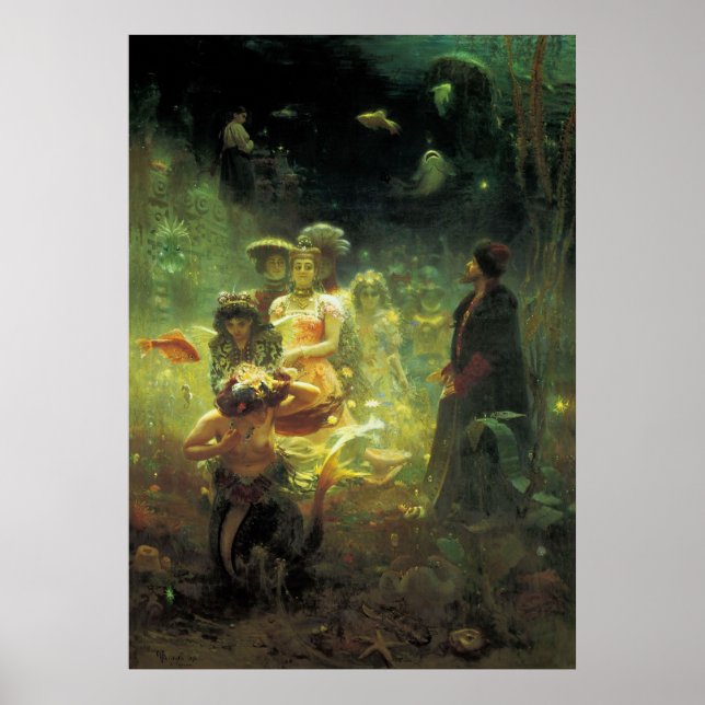 Póster Sadko en el reino submarino por Ilya Repin (Frente)