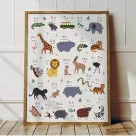 Póster Safari Animal Alphabet ABC Poster Kids Room Decor