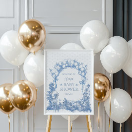 Póster Safari Animal Dusty Blue Toile Baby Shower