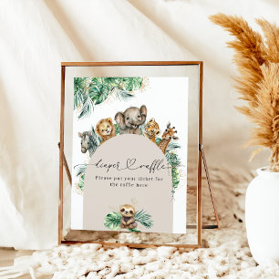 Póster Safari Animal Jungle Moderno pañal Baby Shower
