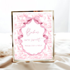 Póster Safari Animales Toile rosa de Jouy Los bebés son d