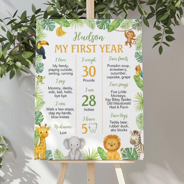 Póster Safari Animals 1st Birthday Milestone Sign (Subido por el creador)
