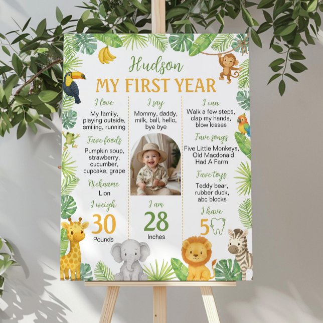 Póster Safari Animals 1st Birthday Photo Milestone Sign (Subido por el creador)