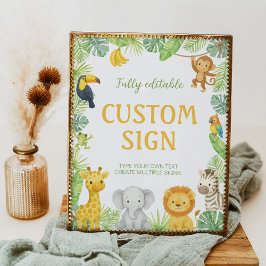 Póster Safari Animals Birthday Party Table Sign