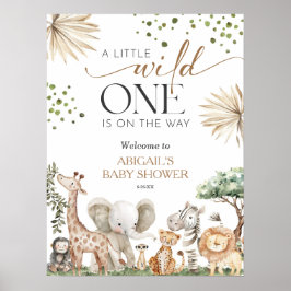 Póster Safari Animals Gender Neutral Baby Shower Welcome