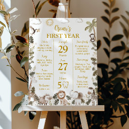 Póster Safari Animals Jungle 1st Birthday Milestone Sign
