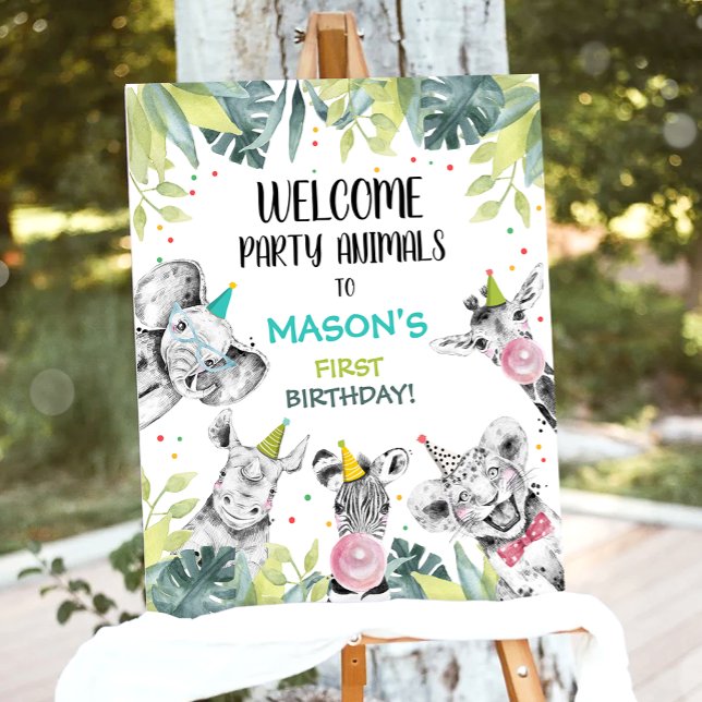 Póster Safari Animals Niño Rótulo de la Mesa de Bienvenid (Subido por el creador)