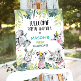 Póster Safari Animals Niño Rótulo de la Mesa de Bienvenid