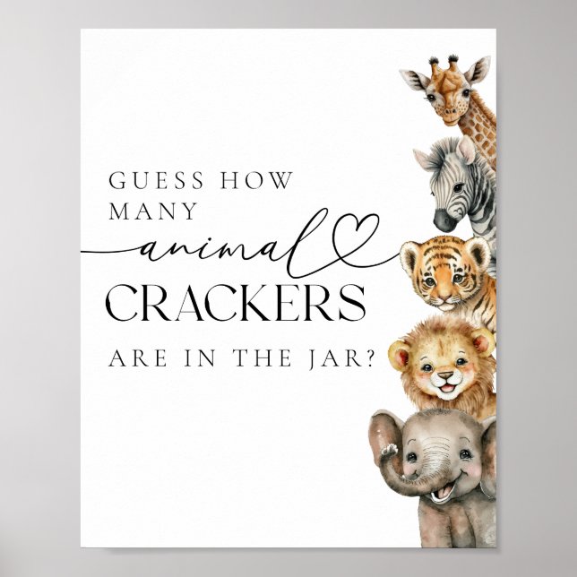 Póster Safari Animals Poster de juegos de Baby Shower mod (Frente)