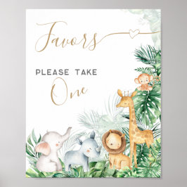 Póster Safari Baby Animals Baby Shower Sweet Favorts