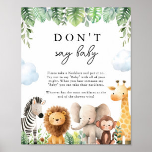 Póster Safari Baby Shower no dice juego del bebé