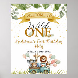 Póster Safari Bienvenida Wild One First Birday Party