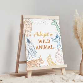 Póster Safari Birthday Party Adopt an Animal Table Sign