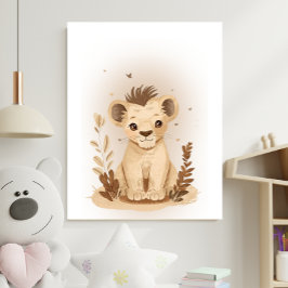 Póster Safari Boho Neutral Lion Nursery Kids