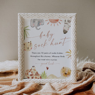 Póster SAFARI: Caza de ganado Baby Shower Rótulo de juego