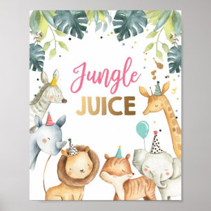 Póster Safari de jugo de jungla Animales Chicas silvestre