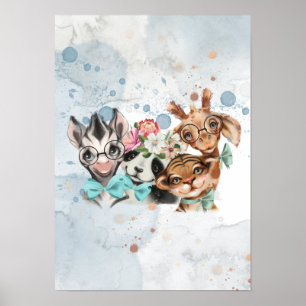 Póster Safari de la Jungla Azul salvaje un niño de la duc