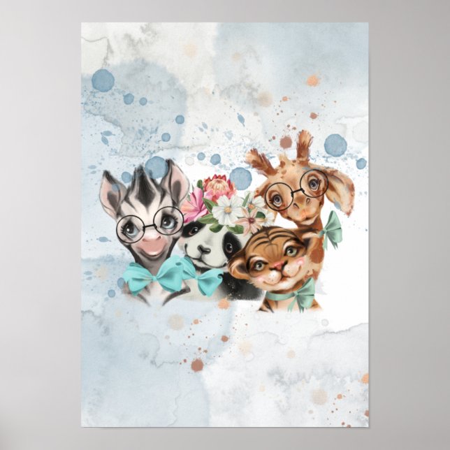 Póster Safari de la Jungla Azul salvaje un niño de la duc (Frente)