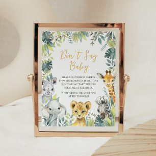 Póster Safari de la selva salvaje un Baby Shower no dice