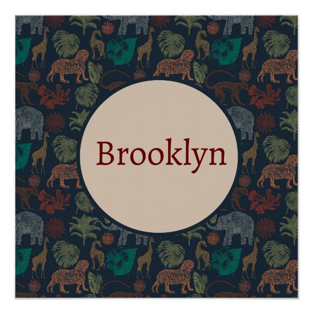 Póster Safari de selva veneciana personalizada (Anverso)