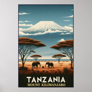 Póster Safari del Monte Kilimanjaro - Viaje de la Antigua