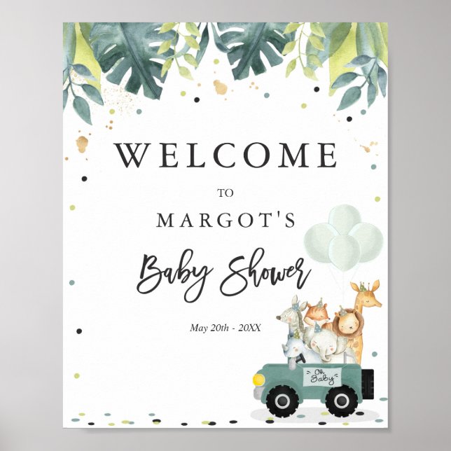 Póster Safari Drive by Baby Shower Welcome Sign (Frente)