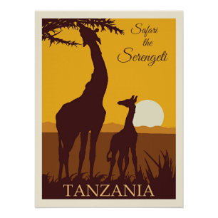 Póster Safari el Serengeti, Tanzania,