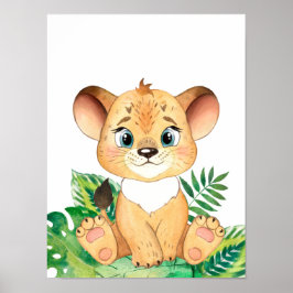 Póster Safari En La Jungla Bebé De León