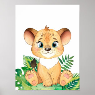 Póster Safari En La Jungla Bebé De León