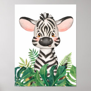 Póster Safari en la jungla bebé Poster de cebra