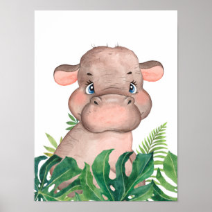 Póster Safari en la jungla bebé Poster Hippo