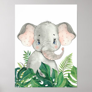 Póster Safari en la jungla Poster del elefante bebé