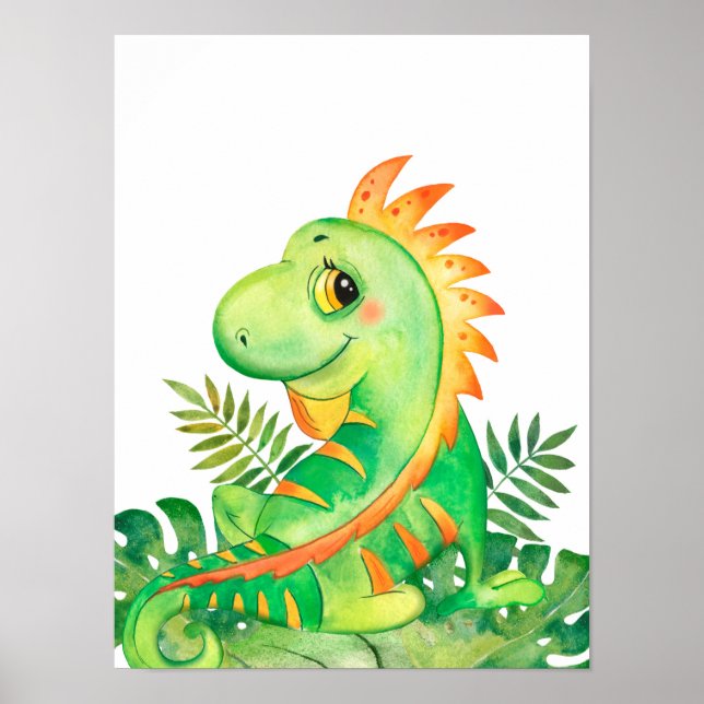 Póster Safari en la selva bebé Poster de la iguana (Frente)