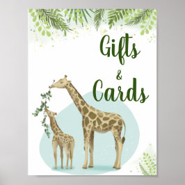 Póster Safari Giraffe deja regalos y tarjetas de Baby Sho
