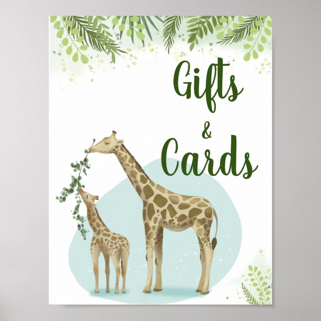 Póster Safari Giraffe deja regalos y tarjetas de Baby Sho (Frente)