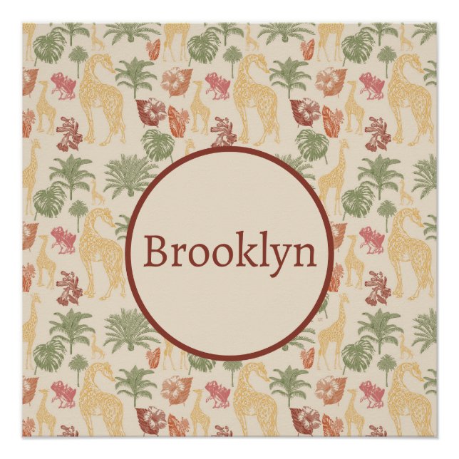 Póster Safari Giraffe & Palm deja guardería (Anverso)