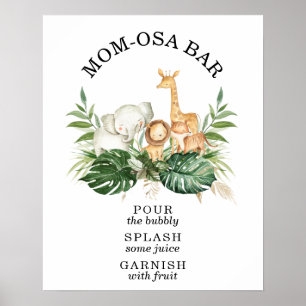 Póster Safari Greenery Foliage Baby Shower Mom-osa Bar