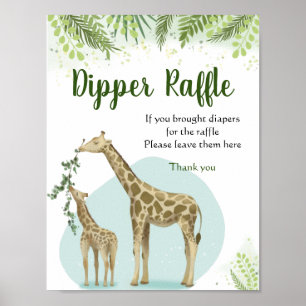 Póster Safari Jirafa Deja Rifra de Pañales en Fiesta de B