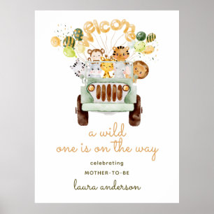 Póster Safari Jungla - Bienvenida a un Salvaje Baby Showe