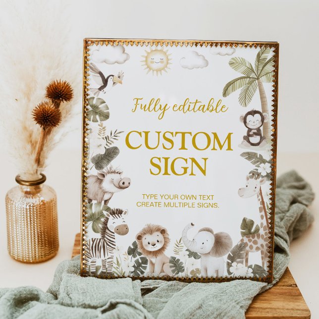 Póster Safari Jungle Animals Birthday Table Sign (Subido por el creador)