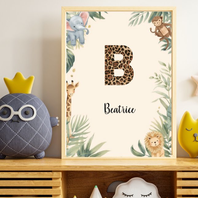 Póster Safari Jungle Personalized Name Monogram B Nursery (Subido por el creador)
