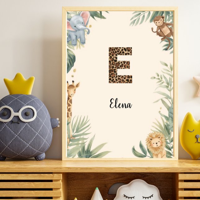 Póster Safari Jungle Personalized Name Monogram E Nursery (Subido por el creador)