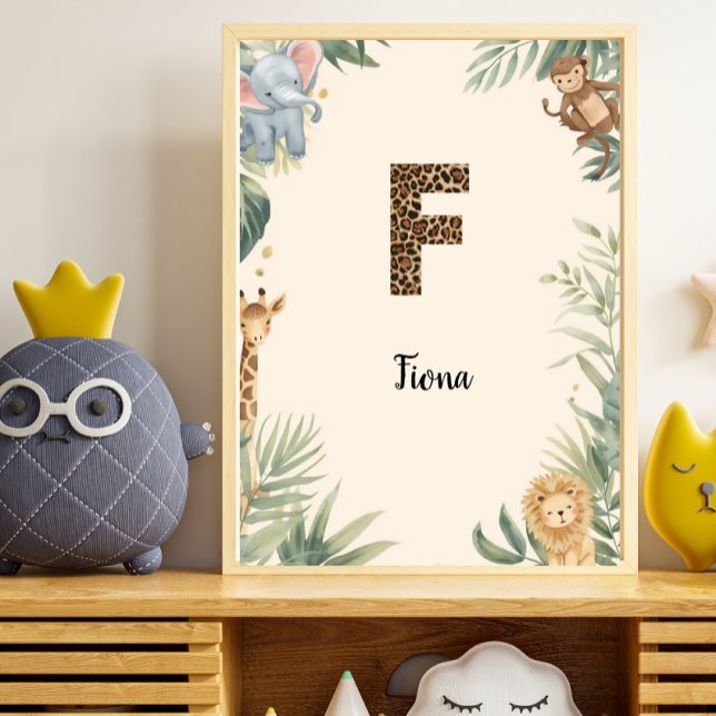 Póster Safari Jungle Personalized Name Monogram F Nursery (Subido por el creador)
