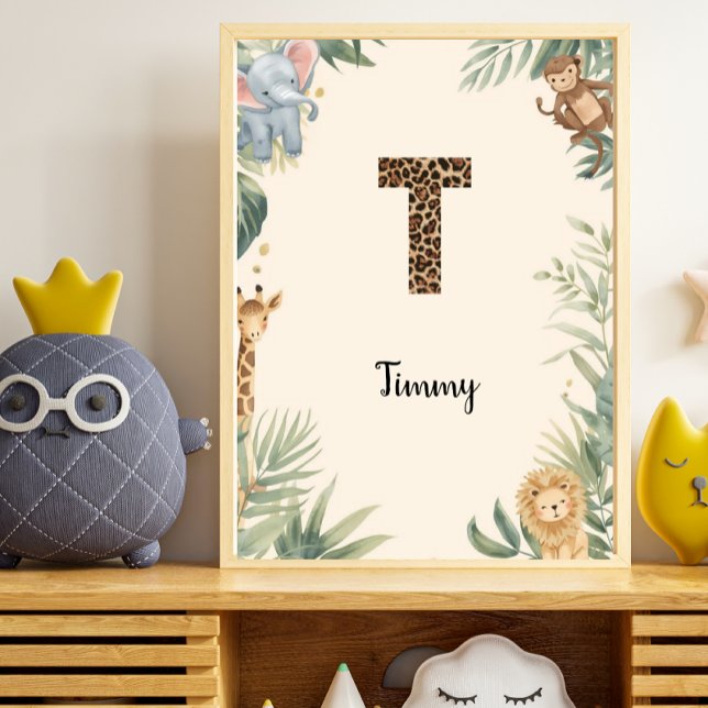 Póster Safari Jungle Personalized Name Monogram T Nursery (Subido por el creador)