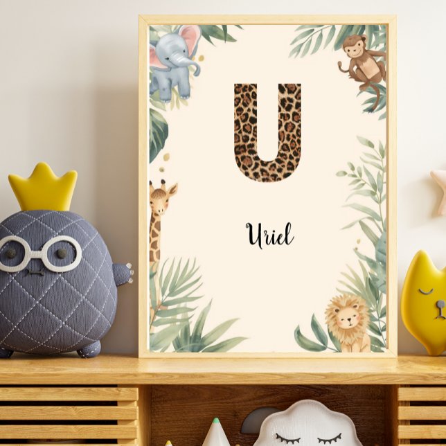 Póster Safari Jungle Personalized Name Monogram U Nursery (Subido por el creador)