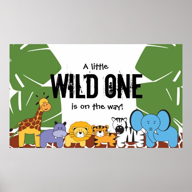 Póster Safari Little Wild One en camino | ducha de bebé (Frente)