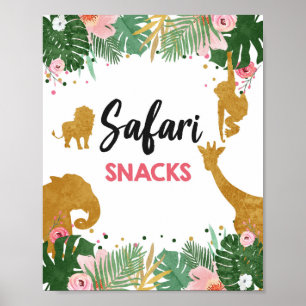 Póster Safari refriega alimentos animales Chica Rótulo de