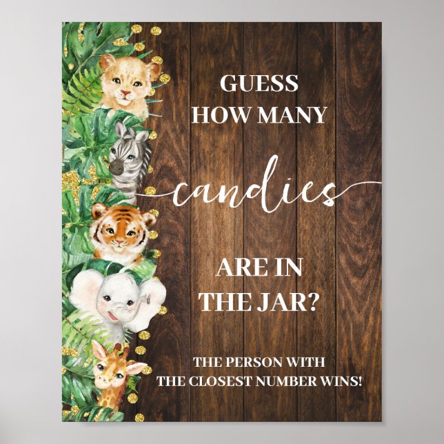 Póster Safari Rustic Cuántos Candies Duchan el Rótulo de  (Frente)